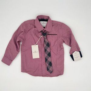 NWT 🥀 3T Craft + Flow Boys Button Up Long Sleeve Dress Shirt & Tie